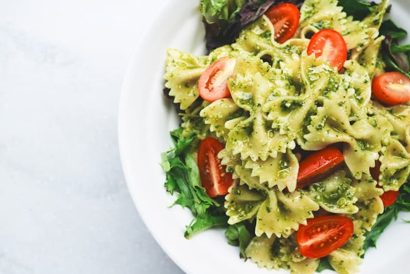 Pasta dish with microgreens